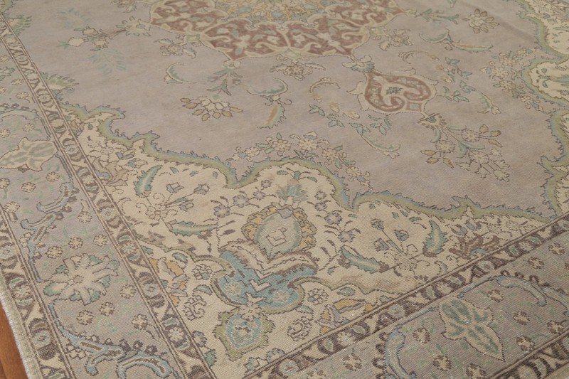 Handmade Wool Vintage Area Rug 9x13 Gray Traditional Medallion Classic Carpet gallery