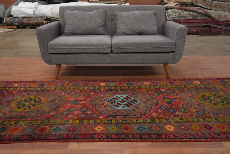 Vintage Tribal Traditional Geometric Red Wool Hand-knotted 10 ft Runner Rug 4x10 gallery