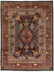 Dark Purple Pictorial Medallion Oriental Rug Handmade Vintage Carpet 10X13 ft