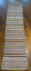 Colorful Antique Swedish Hand Made Rag Rug (25×108 inches) 1930s