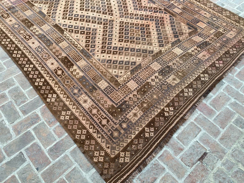 Terracotta 9.6x13.6 Handmade Wool Kilim Rug Tribal Geometric Large Flatweave rug gallery