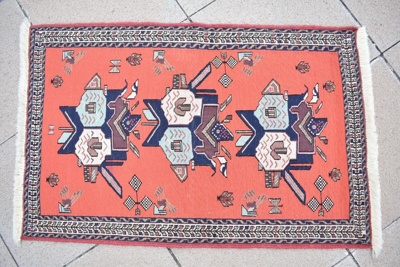 Afghan Soumak Rug 25'' x 38'' Afghan Fine Quality Rug Maliki Soumak Wool Rug gallery