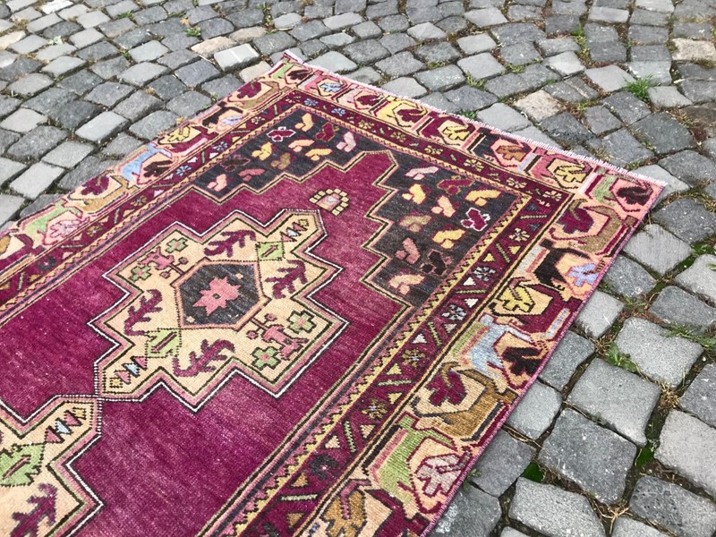 Turkish Antique rug Bohemian Area rug Oushak rug Vintage Rug Handmade Wool rug gallery