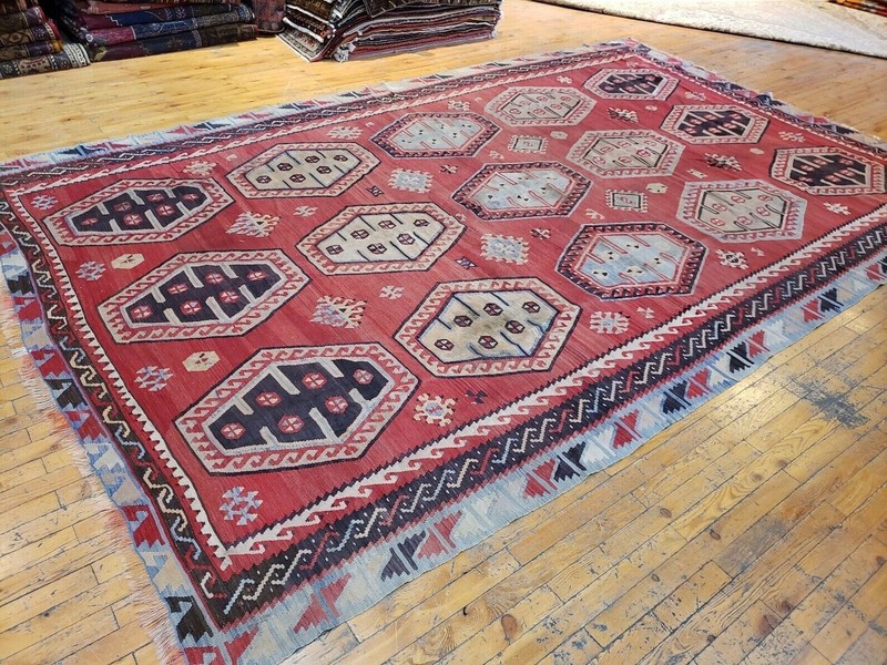 Bohemian c1900-1939s Antique Natural Dye Wool Kilim Sivas Region 6'10"×11' gallery