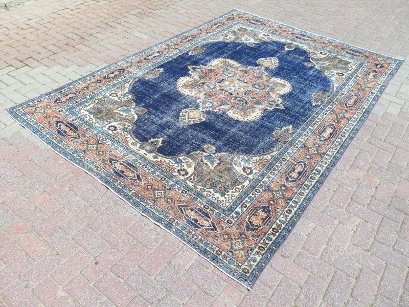 Turkish Rug, Antique Floor Carpet, Handmade Large Wool Classic Area Rug 84"x121" gallery