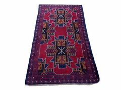 2′ 8″ X 4′ 6″ Vintage Handmade Tribal Wool Rug Balouchi Rug Afghan Rug Red Blue