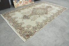 5×9 area rug, turkish wool rug, hand-knotted vintage rug, oushak rug,40