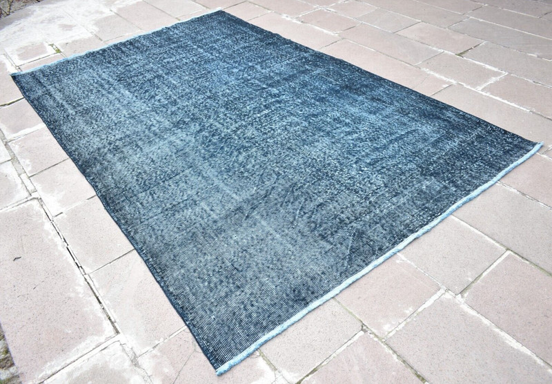 Turkish Rug 66'' x 108'' Vintage Over Dyed Rug Hand-knotted Wool Rug Home Decor gallery