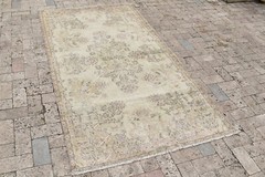 Turkish Rug 44”x80” Oushak Light Color 3×6 Floral Design Carpet 114x206cm