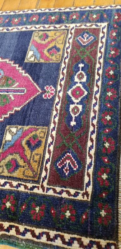Lovely Vintage Hand-spun Wool Pile Natural Dyes Rug Turkey 1’9” x 3’4” gallery