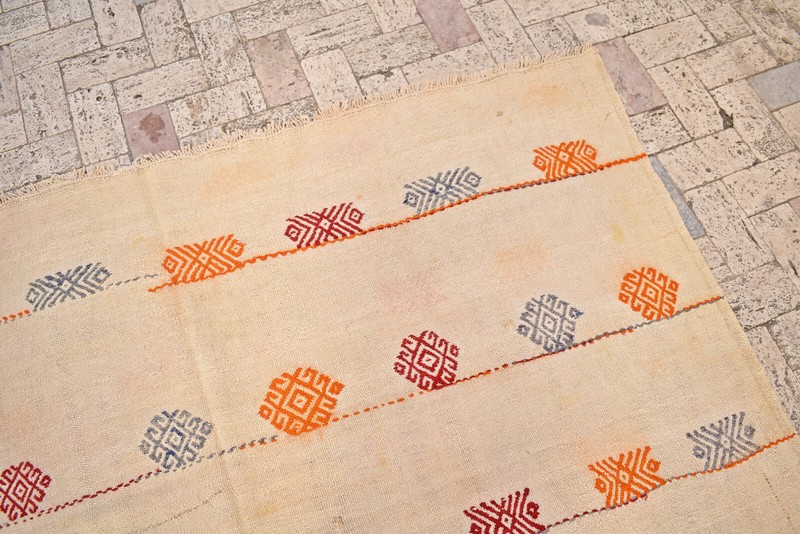 Turkish Kilim Rug 76''x146'' Hand Woven Konya Cicim Kilim 194x373cm Vintage Deco gallery