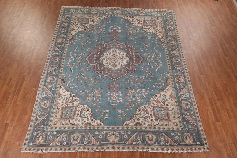 Blue Overdyed Traditional Large Rug 10x12 Handmade Wool for Living Room Dining gallery