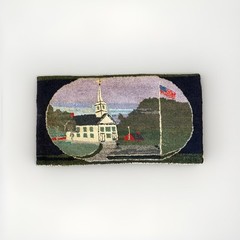 Circa 1900’s ANTIQUE FOLK ART AMERICAN FLAG HOOKED RUG 22×40