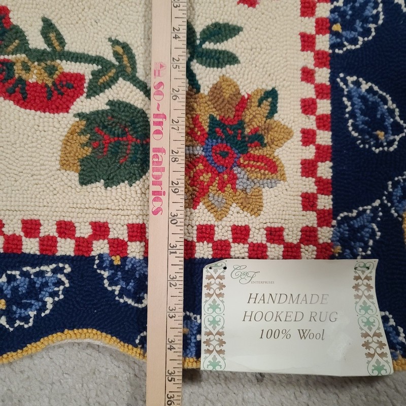 Vintage C & F Enterprises Handmade Hooked Rug Wool Flowers Floral 2' x 3' gallery