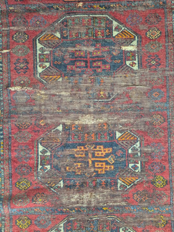 100 yo Antique Konya Cihanbeyli Hand-Knotted Runner Rug , 47x130" Fragment Rug gallery