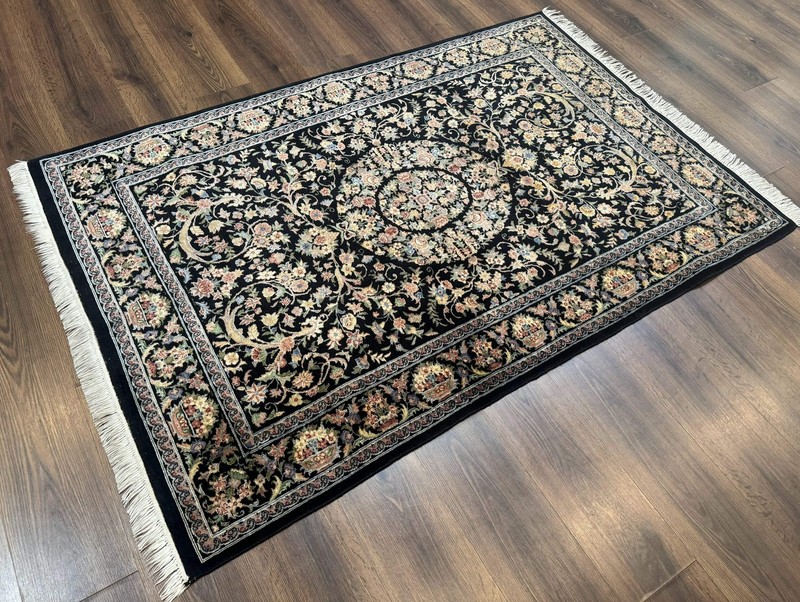 Sino Per'sian Rug 4x6 Very Fine 260 KPSI Floral Medallion Hand Knotted Wool gallery