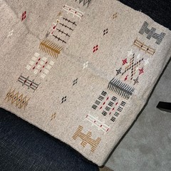 Algerian Amazigh Traditional Rug Beige w/ brown & black From the M’zab Valley