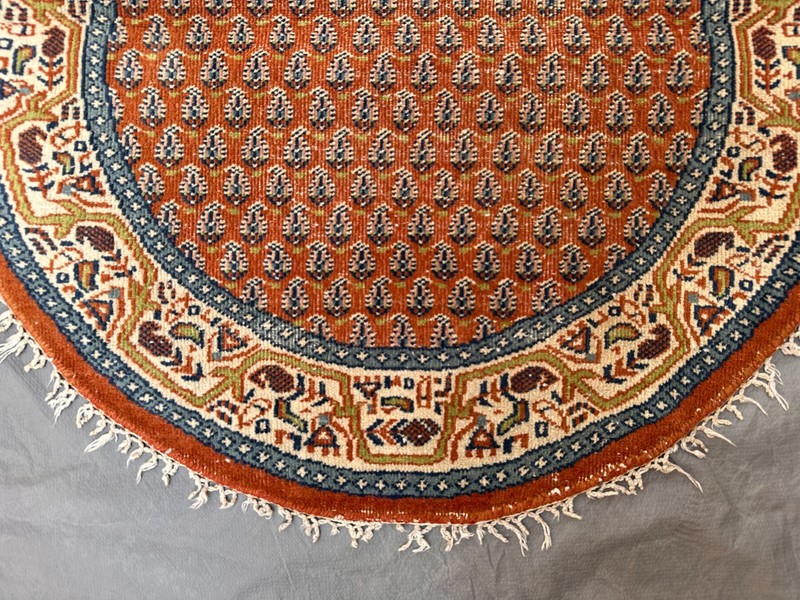 3 X 3 ft COLLECTORS' ITEM Antique Stunning Round Boteh Maresali Round Capet gallery