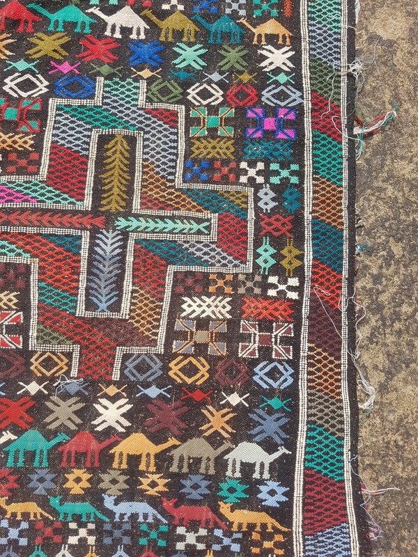 Vintage Traditional Handcrafted Tunisian Kilim Rug for Home Décor 140x90 cm gallery
