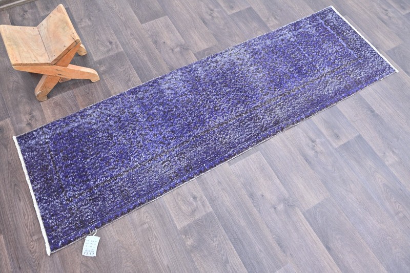 Vintage Turkish Runner Rug 2x6ft Wool Anatolian Handmade Hallway Oushak PURPLE gallery