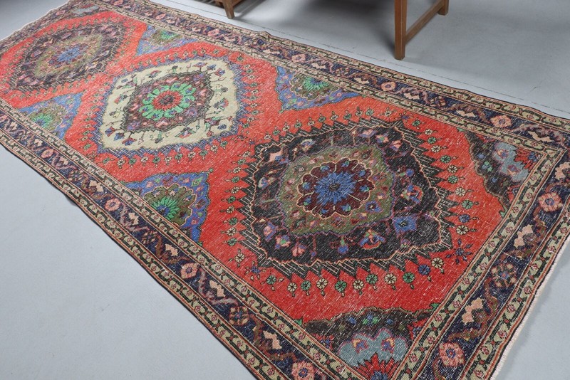 Vintage Rug, 4.6x12.5 ft Runner Rugs, Colorful Rug, Turkish Rug, Cool Rug gallery