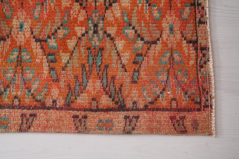 Turkish Vintage Small Rug 3x6 Handmade Muted Organic Carpet Wool Runner,507 gallery