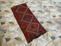 Vintage Kurdish Wool Rug | 1970s Handwoven Small Tribal Carpet 1’8” x 3’7”