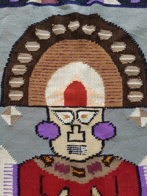 Vintage Handmade Peruvian Pictorial Wool Kilim Rug 35x106 cm gallery