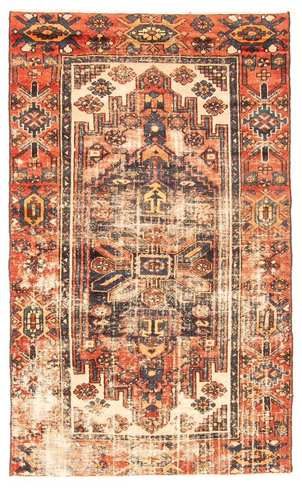 Traditional Vintage Hand-Knotted Area Rug 3'7" x 5'11" Oriental Wool Carpet