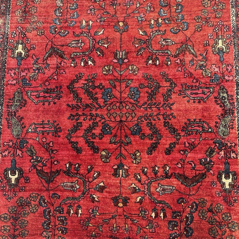 Mohajeran-Sarouk 4 X 7 Antique Oriental Rug, C. 1900 Deep Ruby Field Navy Bronze gallery