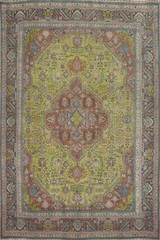 Over-Dyed Light Green Geometric Traditional Hand-knotted Room Size Rug 10×13