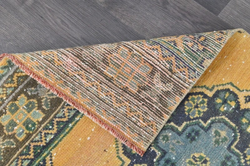 Vintage Turkish Runner Rug 2x10ft Wool Anatolian Handmade Hallway Oushak BEIGE gallery