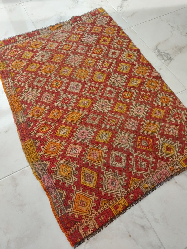 1850s Antique Recional Rug Handmade Natural Wool Rug Multicolor Root Dyed Rug b gallery