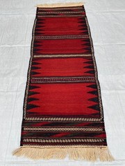 2×6 ft Geometric Afghan Sufreh Antique Runner Red Faded Hallway Wool Area Rug