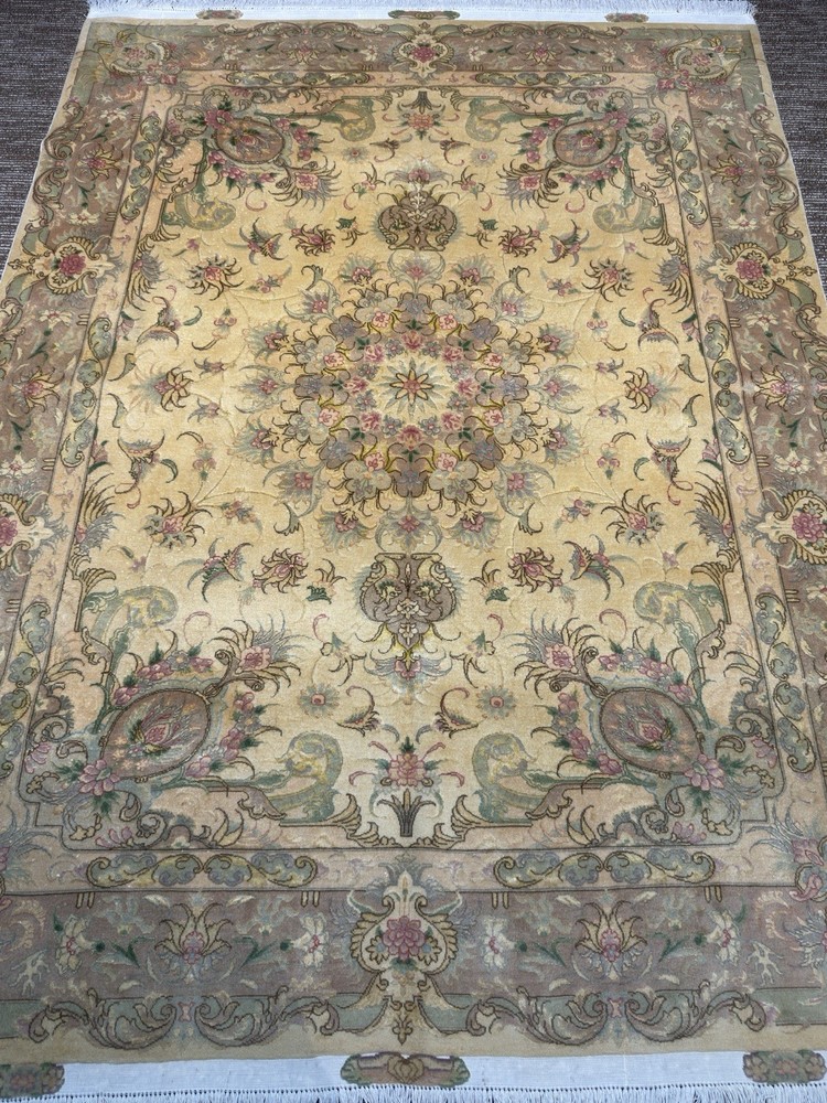Luxury Handmade Wool & Silk Area Rug Vintage Floral Carpet Hand Knotted 5x7 Ft