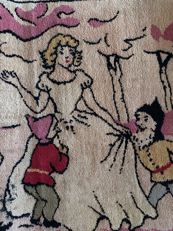 1930’s-40’s Blonde Snow White and the Seven Dwarfs Rug Pre Disney 39x21.5 gallery