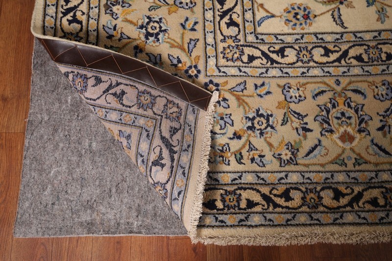 Vintage Ivory Wool Handmade Floral Kashaan Palace size Rug 11x16 Living Room Rug gallery