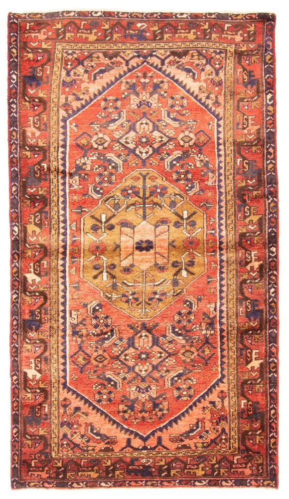 Vintage Hand-Knotted Carpet 3'7" x 6'7" Traditional Oriental Wool Area Rug