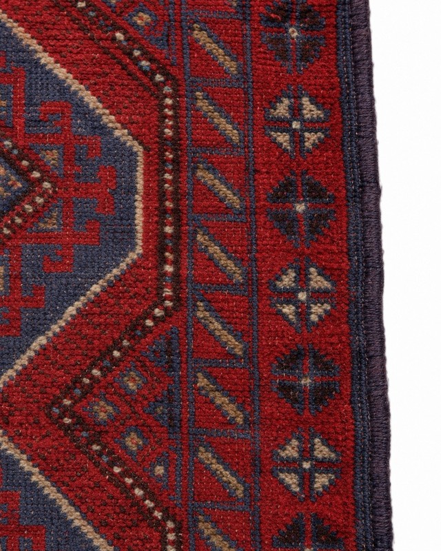 Vintage Afghan Baluchi Wool Runner Rug Hand Knotted Medallion Red Blue 2x8 Feet gallery