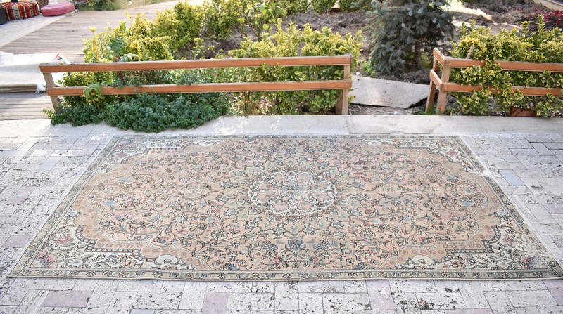 Turkish Rug 59''x102'' Vintage Light Muted Color 4x8 Rug Oushak Rug 151x260cm gallery