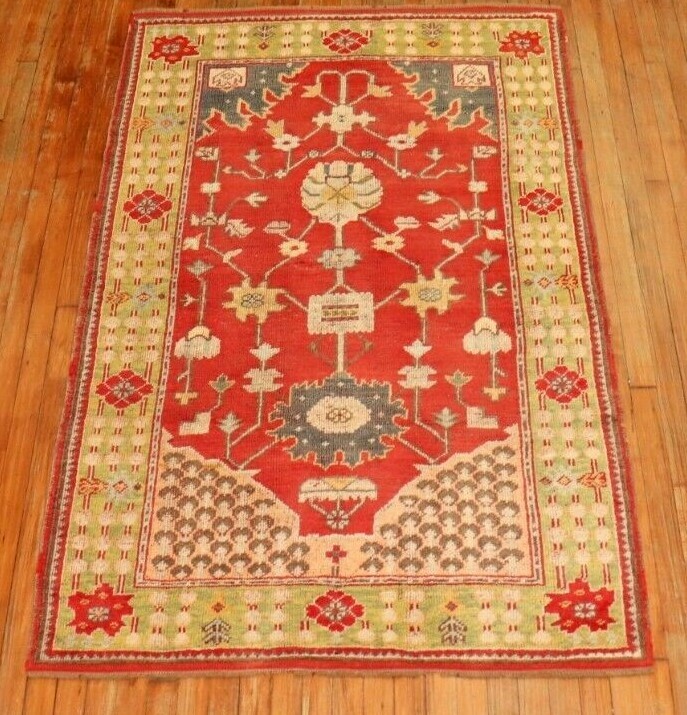 Antique Gorgeous Turkish Oushak Ushak Rug Size 3'11''x6'3'' gallery