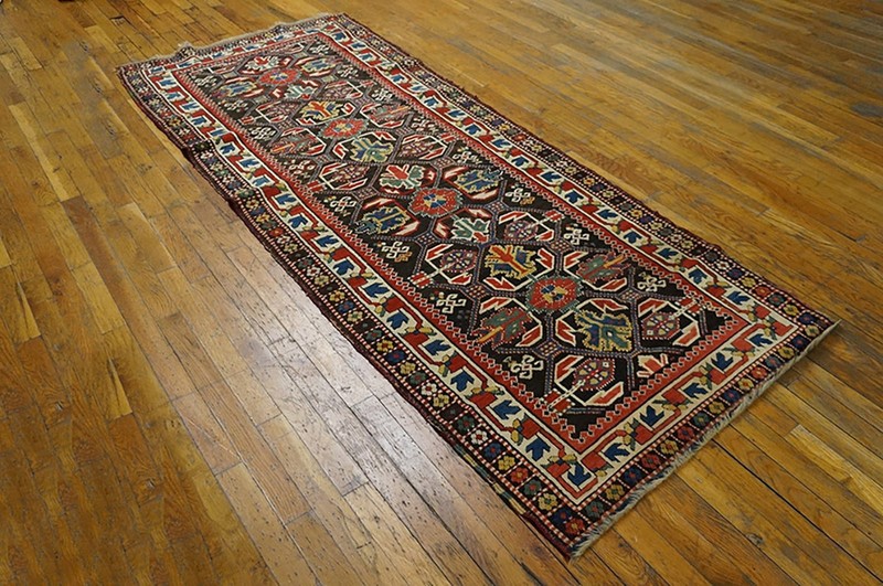 3'x7' Late 19th Century Graphic Antique Tribal Geometric Caucasian Kazak Rug gallery