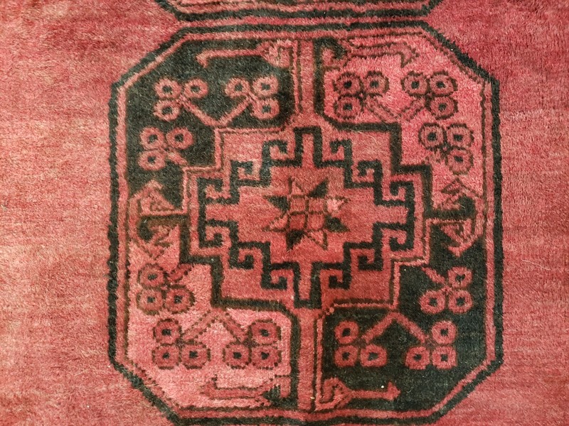 Antique Bukhara Area Rug Vintage Afghan Bashir Carpet 4x6 Hand-Knotted Red Black gallery