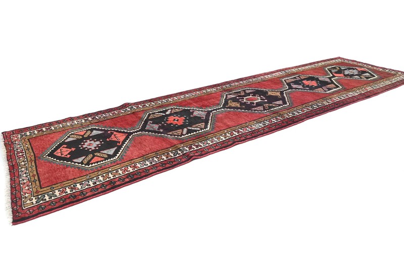 Vintage Plum Tribal Hand-Knotted 4X13 ft Wide Runner Wool Rug Oriental Carpet gallery