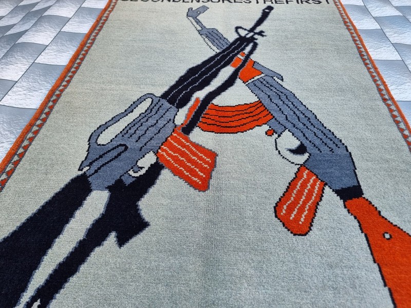 Handmade Afghan Vintage War Rug Historical War Rug Wool Area Rug Size 120x80 cm gallery