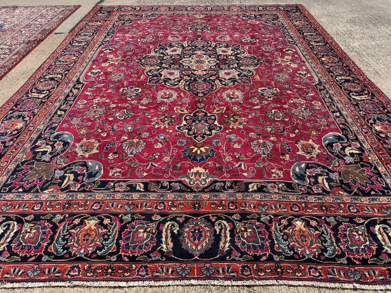 9x12 SIGNED ANTIQUE ORIENTAL RUG red purple blue VINTAGE handmade hand-knotted gallery