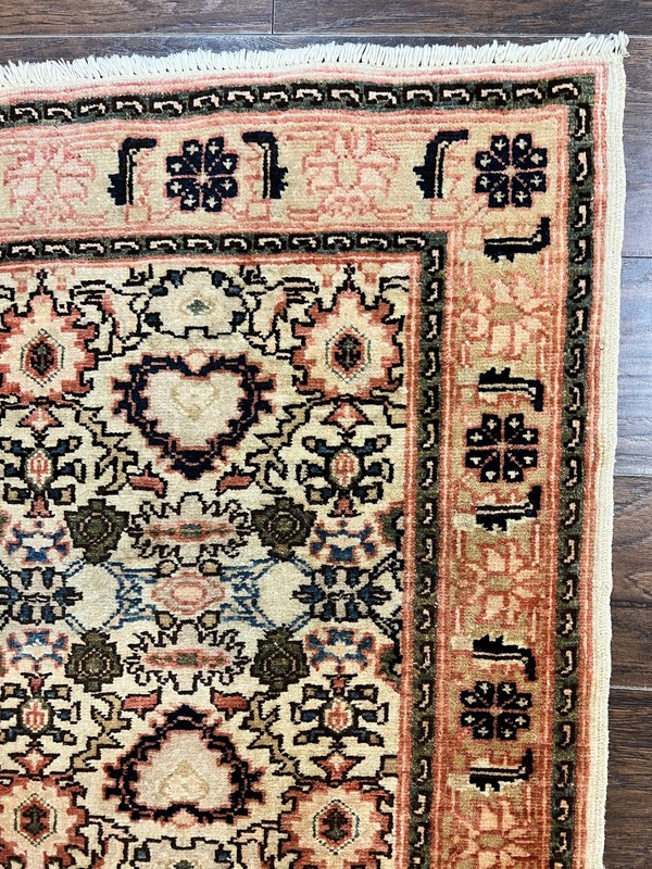 Romanian Runner Rug 2.6 x 12.9 Wool Handmade Hallway Carpet Floral Allover Tan gallery