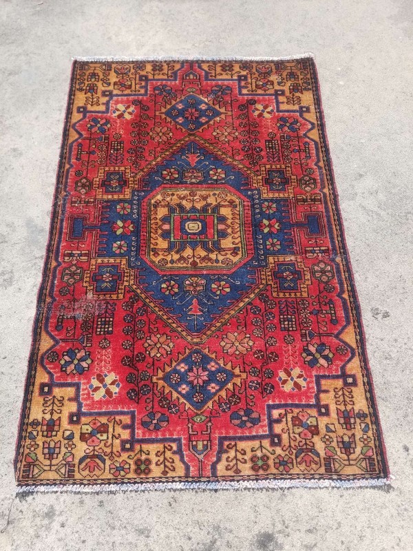 Vintage Distressed Hand Made Traditional Oriental Wool Blue Rug 5.3x3.3ft gallery