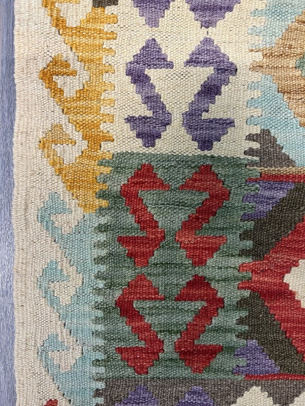 Handmade Kilim Runner wool natural colours Afghan Traditional 288cmx88cm gallery