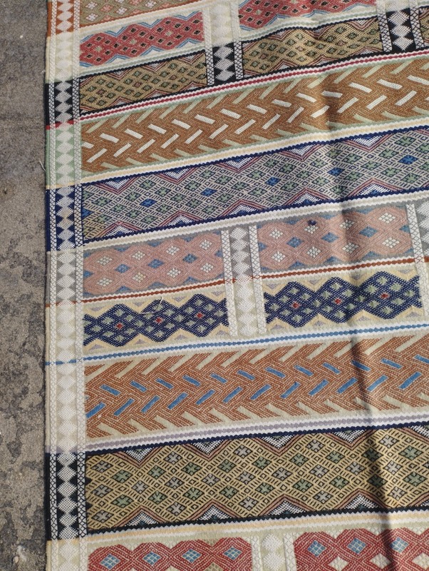 Vintage Traditional Oriental Afghani Multicolor Wool Kilim Rug Carpet 252x143 cm gallery